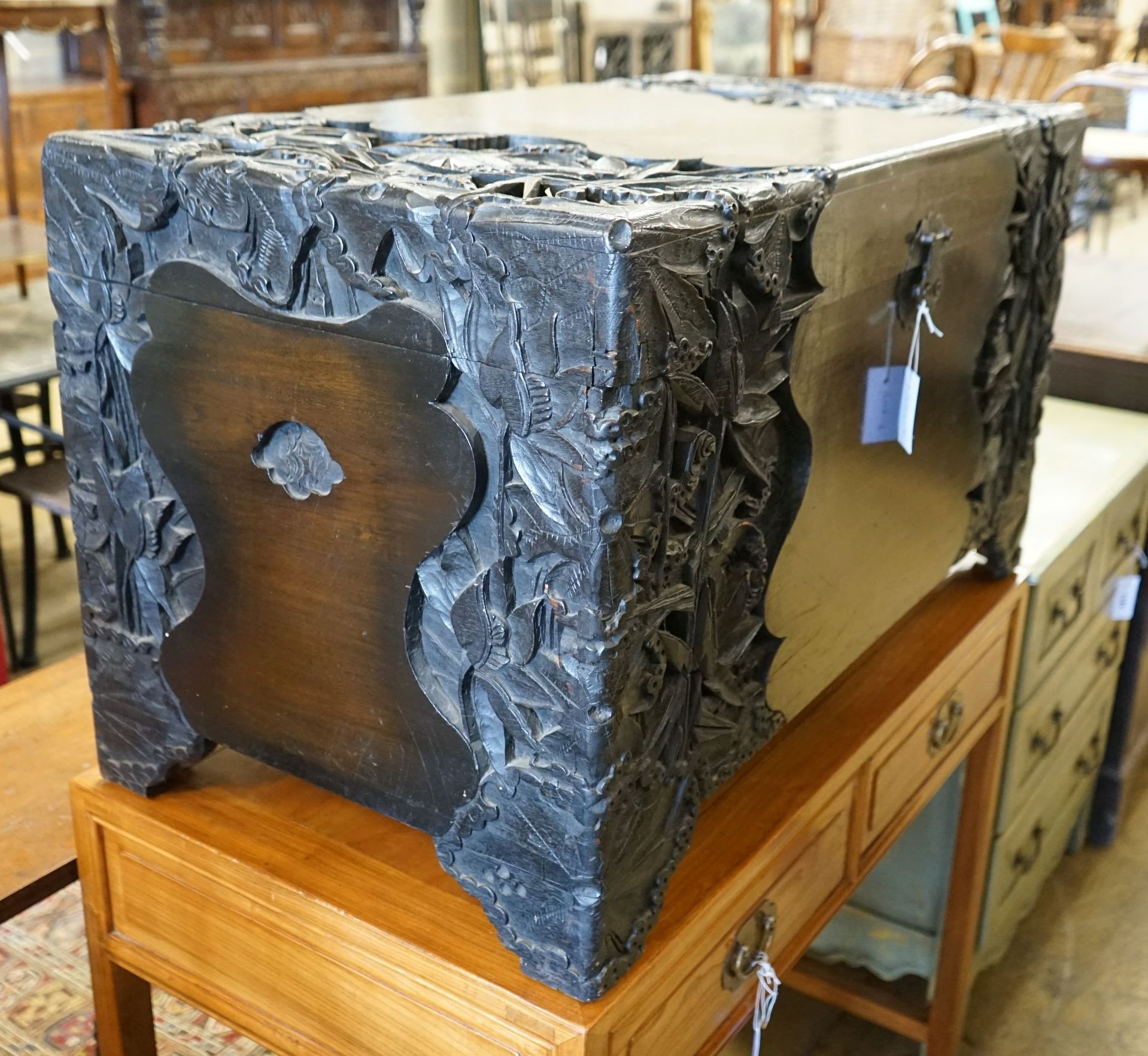 A Chinese camphorwood trunk, width 100cm, depth 52cm, height 57cm